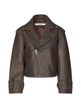 OVAL SQUARE ROCK BIKER LEATHER JACKET - SIZE S